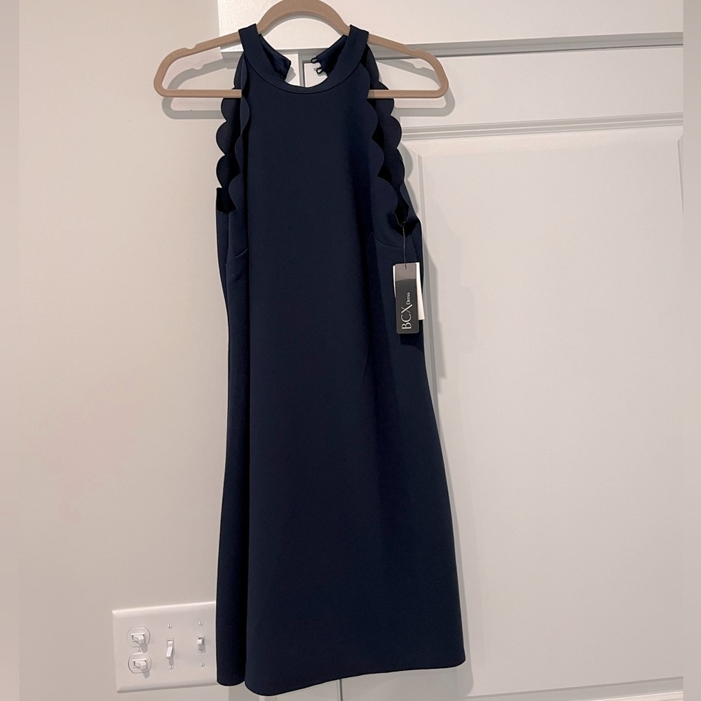 NEW WITH TAGS, Navy blue, scalloped, halter dress size XL